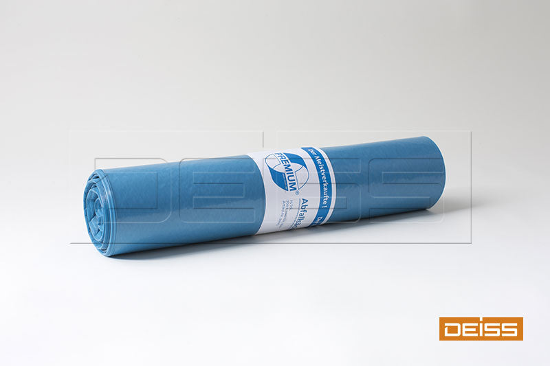 Müllsack Premium 120 L blau von Deiss mit 25 Stück pro Rolle